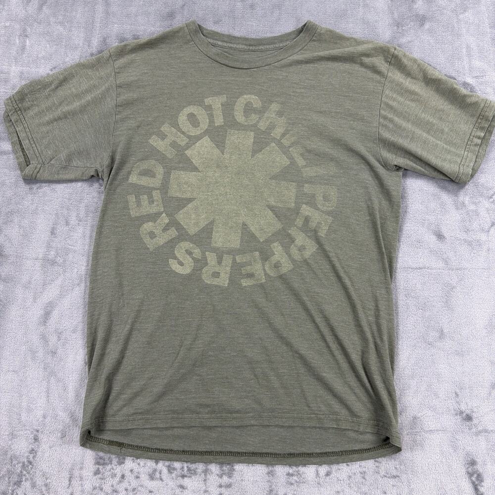 Red Hot Chili Peppers T-Shirt Mens Large Green Asterisk Logo Band Tee RHCP